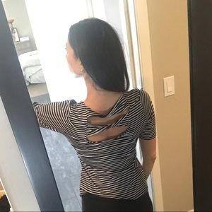 NWOT Market Spruce striped tee with back detail XS